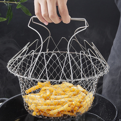 SHOPHUKSTORE® Multipurpose Foldable Stainless Steel Fry Basket